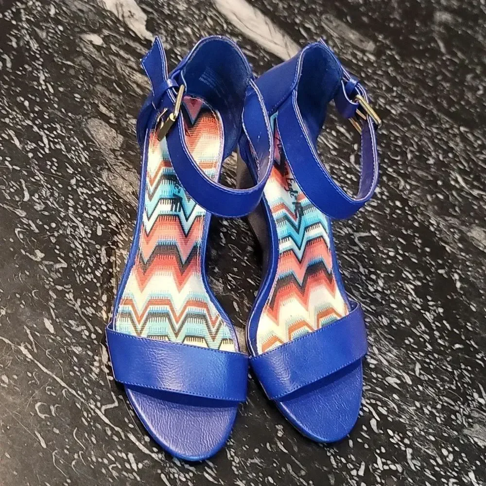 AMERICAN EAGLE WOMEN'S Classic Heels SANDAL ANKLE STRAP OPEN TOE WEDGE SANDAL